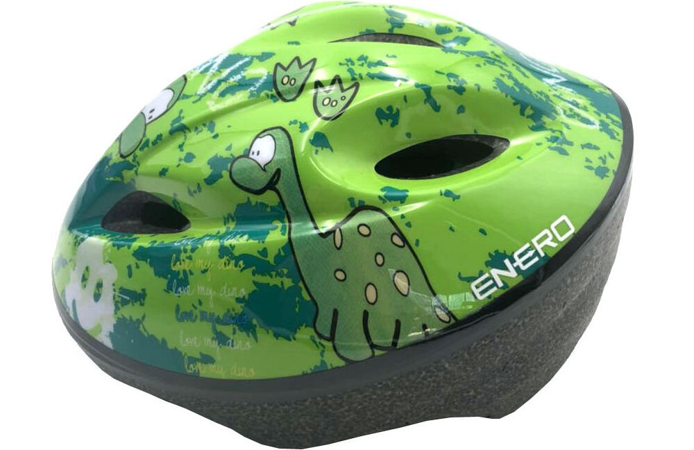 Kask rowerowy ENERO Dino Zielony dla Dzieci (rozmiar S) regulacja