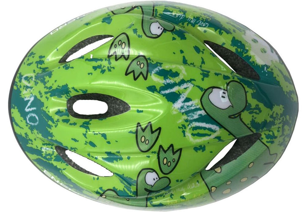 Kask rowerowy ENERO Dino Zielony dla Dzieci (rozmiar S) regulacja obwód zapięcie wentylacja wyściółka