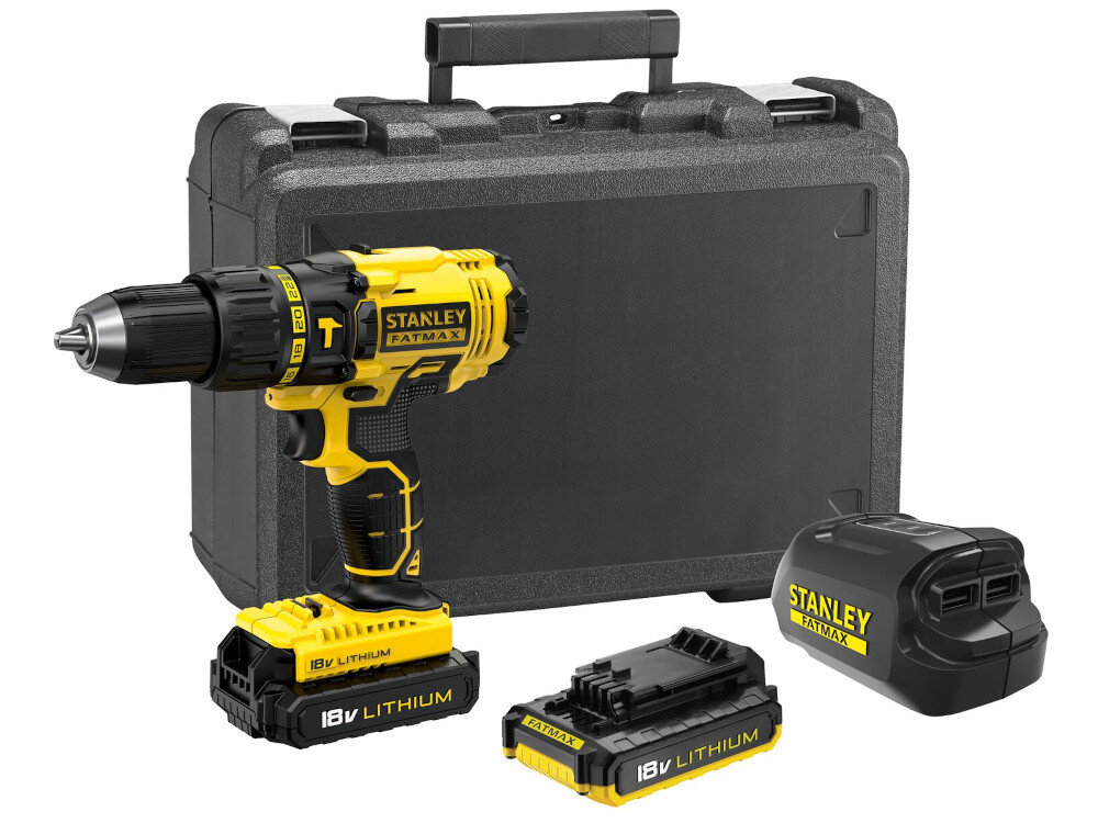 Wiertarko-wkrętarka STANLEY FMC626D2K w zestawie 2 akumulatory ładowarka walizka instrukcja obsługi w języku polskim karta gwarancyjna