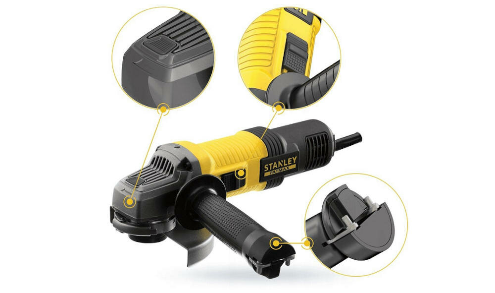 STANLEY-FMEG220K łagodny rozruch prąd skok napięcie niewielki obwód ogumowana powierzchnia pewny chwyt zabezpieczenie zanik napięcie rękojeść boczna osoby leworęczne