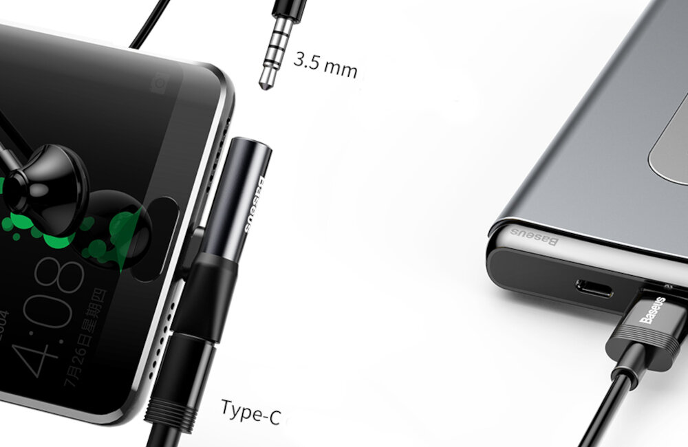 ADAPTER USB-C NA USB-C + MINI JACK 3.5MM BASEUS CATL41-01 dwa urządzenia jednocześnie