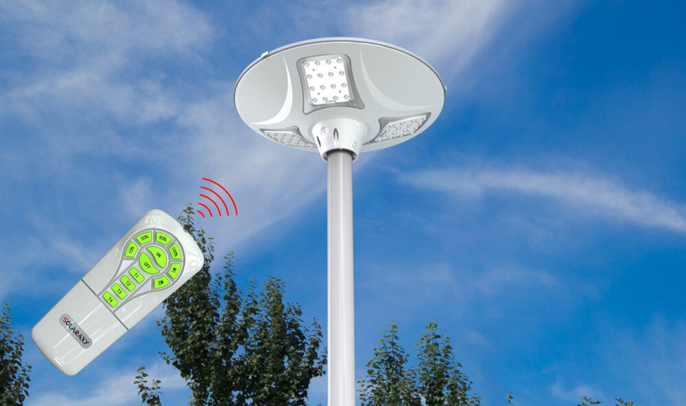Lampa solarna POWERNEED SLL12 pilot zasilanie dwie baterie typu AAA wlaczanie i wylaczanie lampy laczanie czasowe 100% mocy na 1 lub 2 godziny regulacja trybow zasieg pilota do 8 metrow