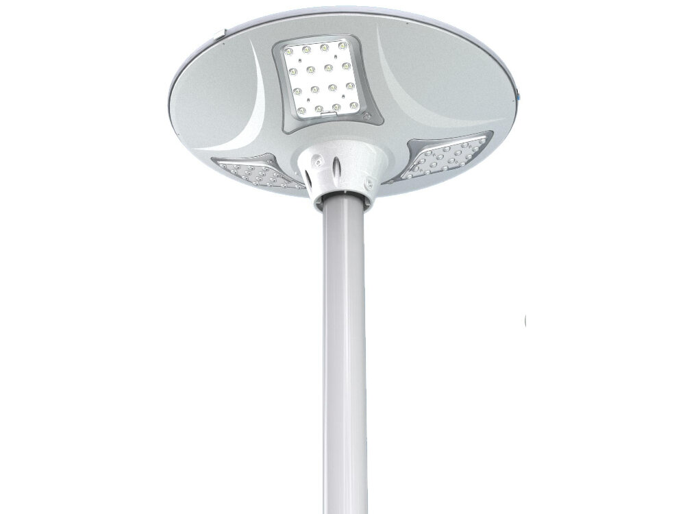 Lampa solarna POWERNEED SLL12 do montazu na slupie o srednicy 64 mm brak w zestawie na wysokosci 3-4 metrow dseign All-in-One z aluminium i ABS wymiary 525 x 525 x 163 mm waga 8 kg
