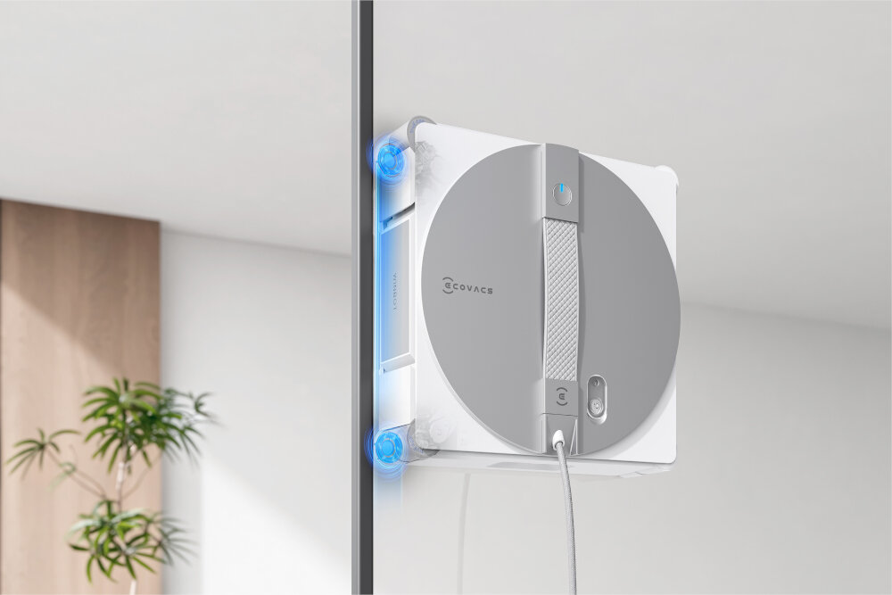 Robot do mycia okien ECOVACS Winbot W3 Omni Dla dokładnego mycia  Technologia TruEdge dokładność szerokokątne spryskiwanie trzema dyszami czyszczenie od krawędzi do krawędzi Mechanizm TruEdge Scrubber
