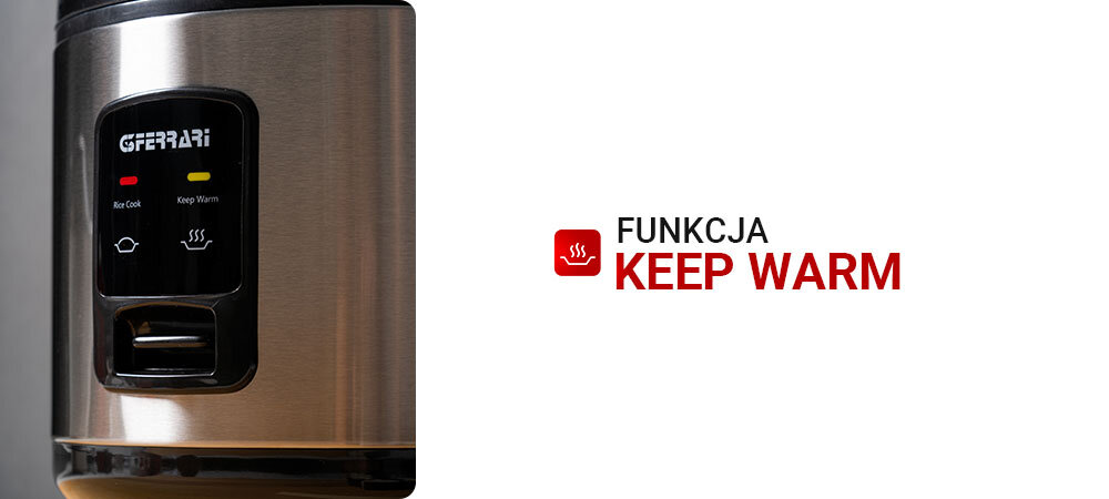 Ryżowar G3FERRARI G10099 funkcja utrzymywania ciepła, świezy ryż, gotowy przez dłuższy czas