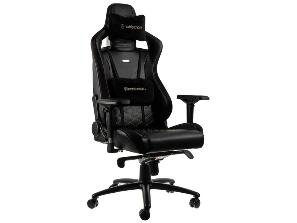 Fotel NOBLECHAIRS Epic Aluminiowa podstawa EPIC Compact kółka o średnicy 60 mm twardych miękkich podłogach nylonu poliuretanową gazowym podnośnikiem klasy 4 do 120 kg od 90° do 130° od 49,5 do 59,5 cm od 140 do 185 cm