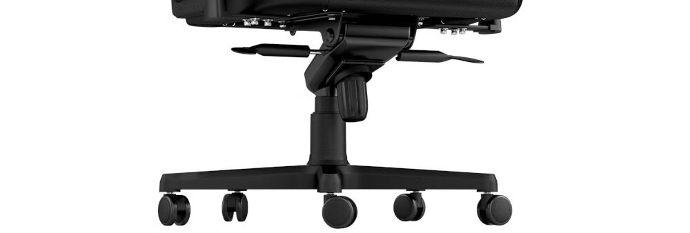 Fotel NOBLECHAIRS Hero Czarny zbliżenie na podnośnik na białym tle podnośnik klasy 4, regulacja wysokości siedziska