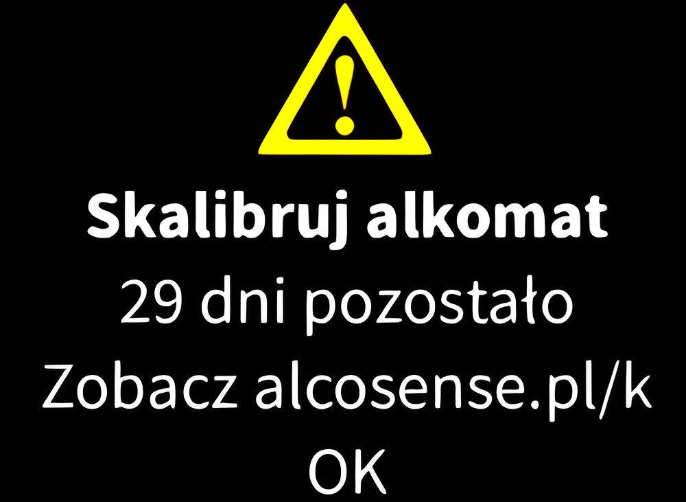 Alkomat ALCOSENSE Ultra kalibracja przekalibrowanie dokładność pomiarów automatyczne przypomnienie