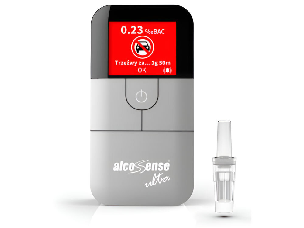 Alkomat ALCOSENSE Ultra przechowywanie ostatnich wyników data godzina oprogramowanie kolejny pomiar bezpieczeństwo