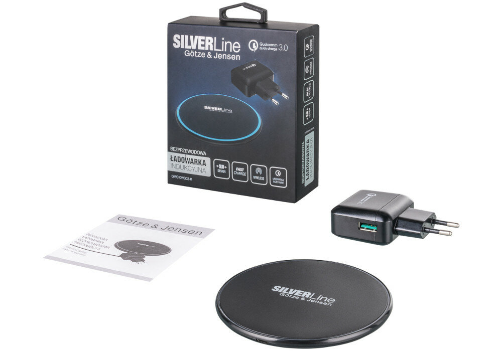 Ładowarka indukcyjna GÖTZE & JENSEN QIWC10WQC3-K Silver Line Czarny widok 3 ładowarka