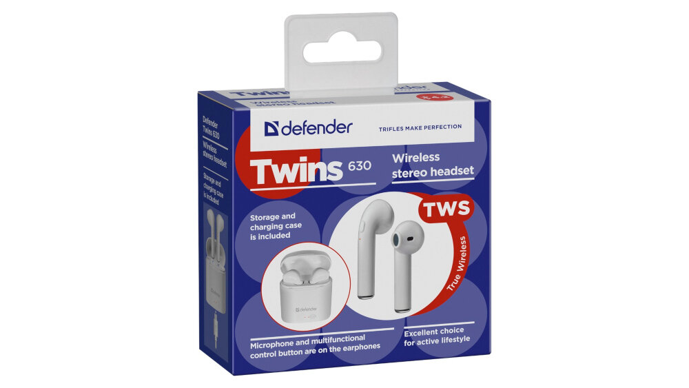 Słuchawki douszne DEFENDER TWINS 630 - wbudowany mikrofon