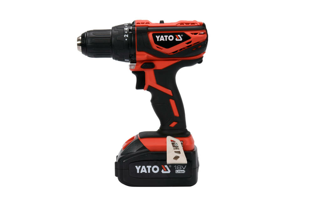 YATO-YT-82784 funkcja szybkie zatrzymanie komfort funkcjonalność praca ergonomiczna rękojeść metalowy zaczep paski zabezpieczenie przegrzanie ogniwa bateria wskaźnik naładowanie
