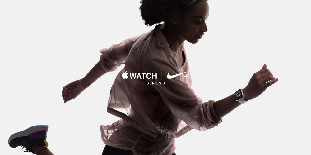 APPLE Watch 3 Cellular Nike+ 42mm Gwiezdna szarość opaska sportowa w kolorze czarnym logo seria nike+