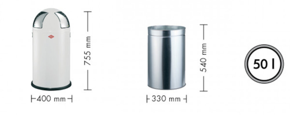 Kosz na śmieci WESCO 175861-13 Push Two 50L Grafitowy Łatwe czyszczenie wykonanie kolor kolorystyka wyjmowany wklad