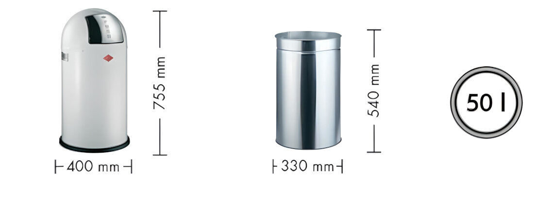 Kosz na śmieci WESCO 175831-26 Pushboy 50L Różowy Ochrona uszkodzenia dostep pojemnik