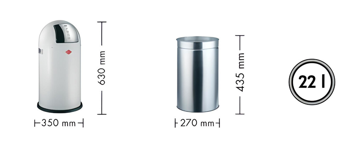 Kosz na śmieci WESCO 175531-57 Pushboy Junior 22L Szary Ochrona uszkodzenia dostep pojemnik