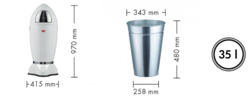 Kosz na śmieci WESCO 138631-20 Spaceboy 35L Zielony latwe czyszczenie solidny metalowy wklad