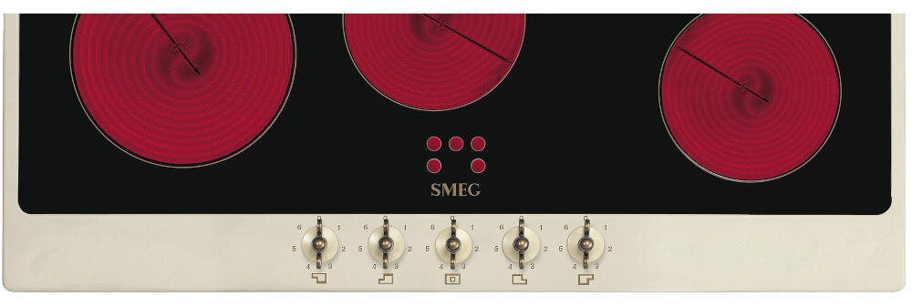 SMEG-P875AO płyta ceramiczna ramka pola grzewcze sterowanie pokrętła wskaźnik ciepło zabezpieczenie przegrzanie wygodnie prosto