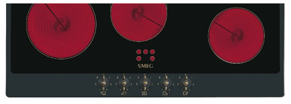 SMEG-P875AO płyta ceramiczna ramka pola grzewcze sterowanie pokrętła wskaźnik ciepło zabezpieczenie przegrzanie wygodnie prosto