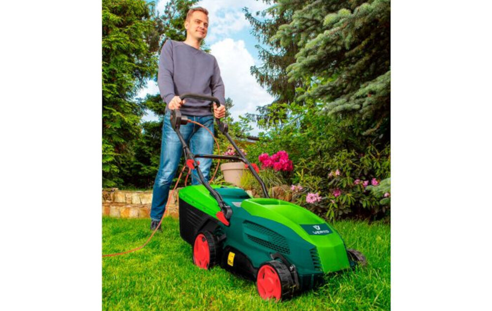 Kosiarka elektryczna VERTO 52G574 1600W efektywne działanie intuicyjna obsługa zgodność z europejskimi standardami bezpieczeństwa certyfikat CE
