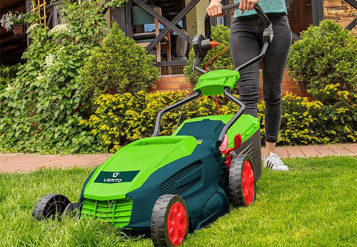 Kosiarka elektryczna VERTO 52G575 uchwyt wlacznik kabel