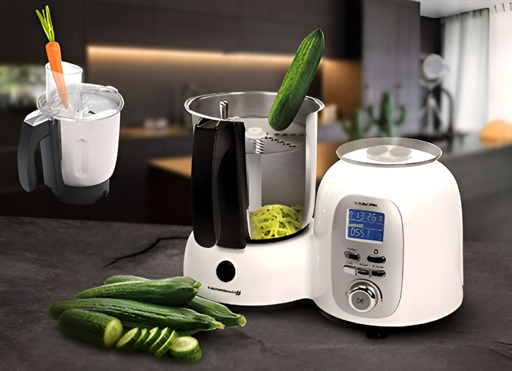 Robot wielofunkcyjny KALORIK HA1020 ThermoMaster 500W z funkcją gotowania przystawka do szatkowania i siekania zdrowe pożywne posiłki przygotowywanie składników delektowanie oszczędność czasu