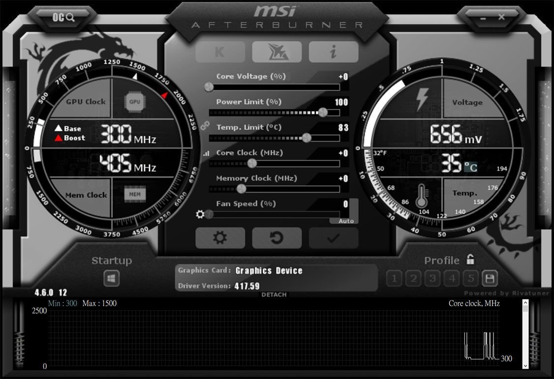 Karta graficzna MSI GeForce GTX 1660 VENTUS XS 6G OC - Afterburner