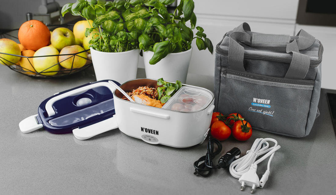 Lunch box NOVEEN LB430 Niebieski podgrzewanie posiłków element grzewczy PTC smak świeżość czas temperatura