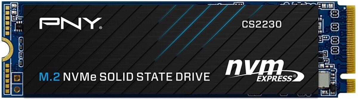 Na obrazie widoczny jest dysk SSD z oznaczeniami: PNY, CS2230, M.2 NVMe SOLID STATE DRIVE, nvme EXPRESS.