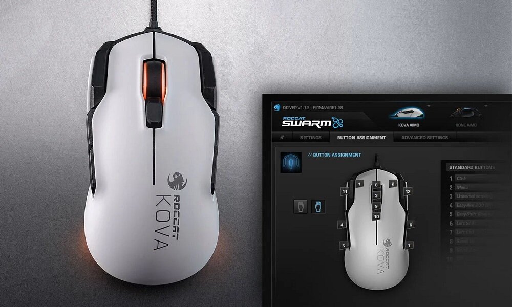 Mysz ROCCAT Kova Aimo Biały - Roccat Swarm 