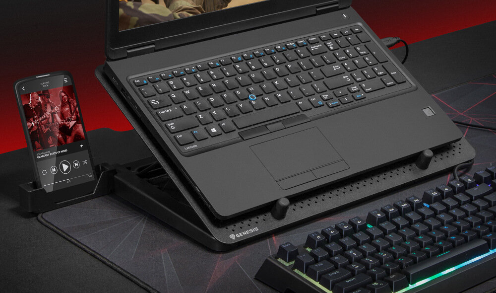 Podstawka chłodząca GENESIS do laptopa 15.6 - 17.3 cali Oxid 550 Czarny chłodzenie przekątna wentylatory