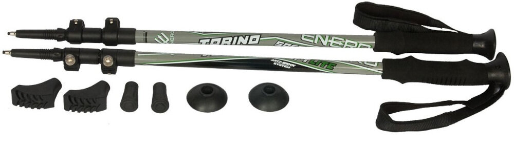 Kijki do nordic walking ENERO Torino gumowe groty gumowe nakładki końcówki w kształcie bucików końcówki talerzyki gumowy materiał odporny na uszkodzenia