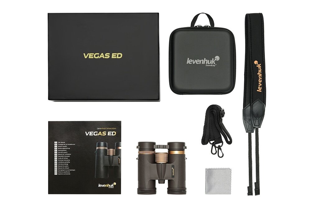 Lornetka LEVENHUK Vegas ED 10x42 zestaw 