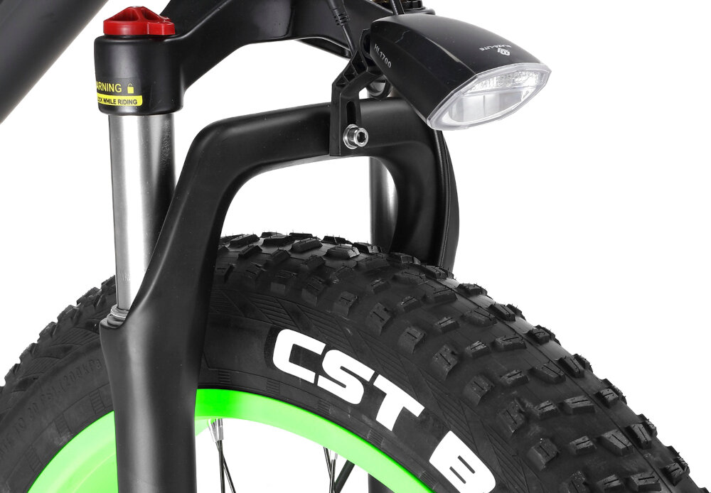 Rower elektryczny SKYMASTER Raptor M18 26 cali męski Czarno-zielony oświetlenie LED na przodzie odblask VELO na tyle