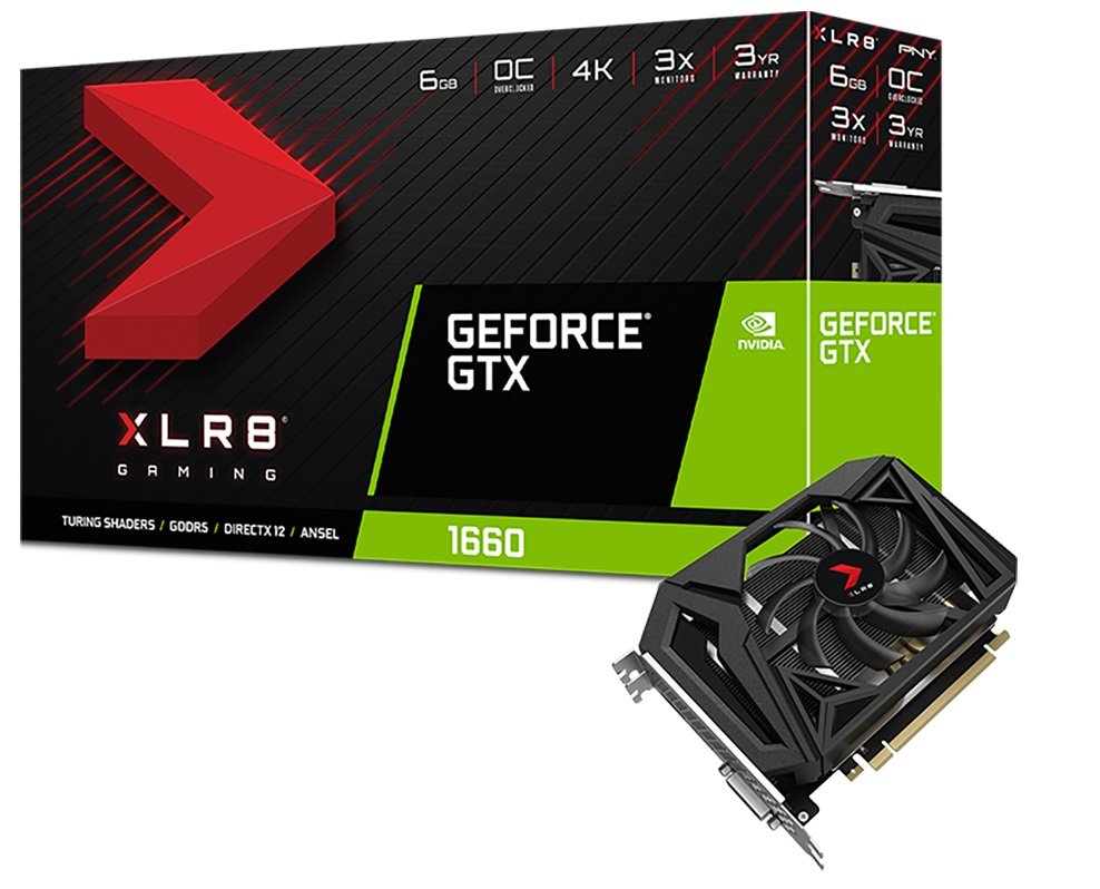 Karta graficzna PNY GeForce GTX 1660 XLR8 6GB niewielki rozmiar NVIDIA Turing 1830 MHz tryb boost