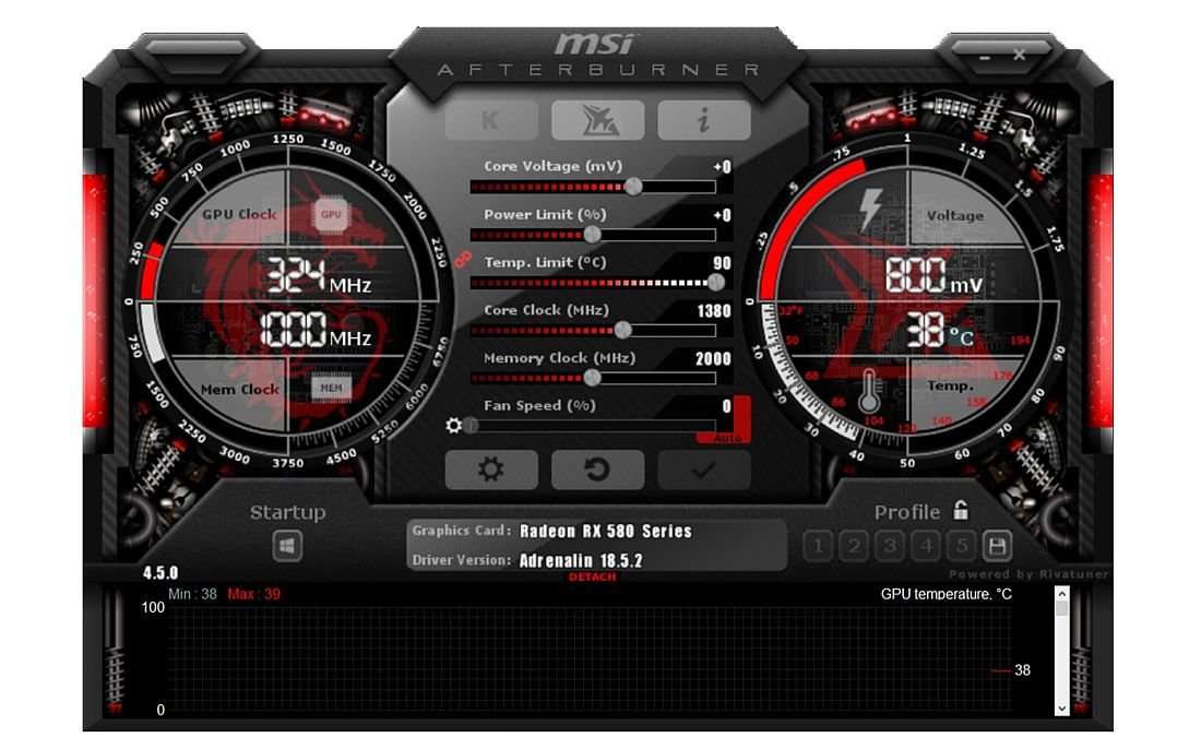 Karta graficzna MSI Radeon RX 590 ARMOR 8G OC - Afterburner