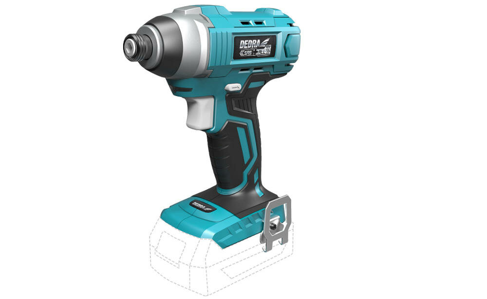 DEDRA-DED7045 zakrętarka udarowa akumulatorowa budowa prace warsztatowe małe gabaryty odkręcanie wkręcanie śruba wkręt blokada łączenie konstrukcja drewniana dokręcanie odporność uszkodzenie ergonomia komfort niewielka waga podgumowany uchwyt oświetlenie led zasilanie akumulatorowe