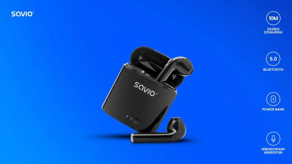 Bezprzewodowe słuchawki Bluetooth Savio TWS-02