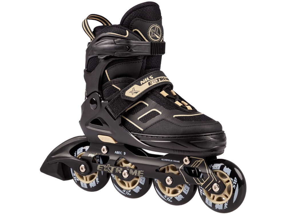 Łyżworolki NILS EXTREME NA14174 A rozmiar 31-34 z wysokiej jakosci tworzywa sztucznego bardzo wytrzymale wewnatrz material Mesh EVA Velvet syntetyczna skora pianka o duzej gestosci bardzo wygodne dopasowuja sie do stopy