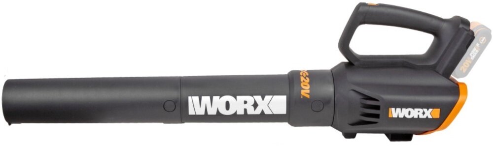Dmuchawa akumulatorowa WORX WG547E.9 zasilana przez akumulator litowo-jonowy Powershare napięcie 20 V wymienny z innymi narzędziami marki WORX 20 V dłuższy czas pracy dłuższa żywotność większa trwałość wydajność model bez akumulatora i ładowarki