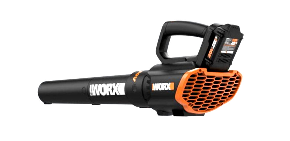 Dmuchawa akumulatorowa WORX WG547E.9 prędkość wydmuchu do 120 km/h strumień objętości powietrza do 10 m3/min podwójna regulacja prędkości