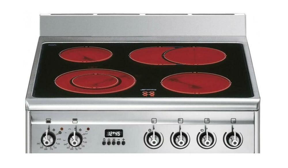 SMEG-SUK62CMX8 kuchnia gotowanie strefa grzejna pokrętła palniki funkcje temperatura piekarniki ceramika