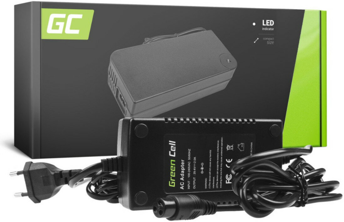 Ładowarka do roweru elektrycznego GREEN CELL ACEBIKE05 29.4V zawartosc opakowania