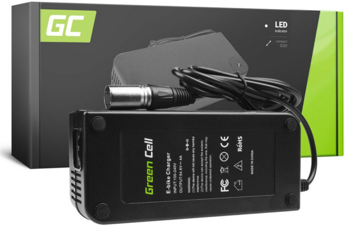 Ładowarka do roweru elektrycznego GREEN CELL ACEBIKE10 54.6V zawartosc opakowania