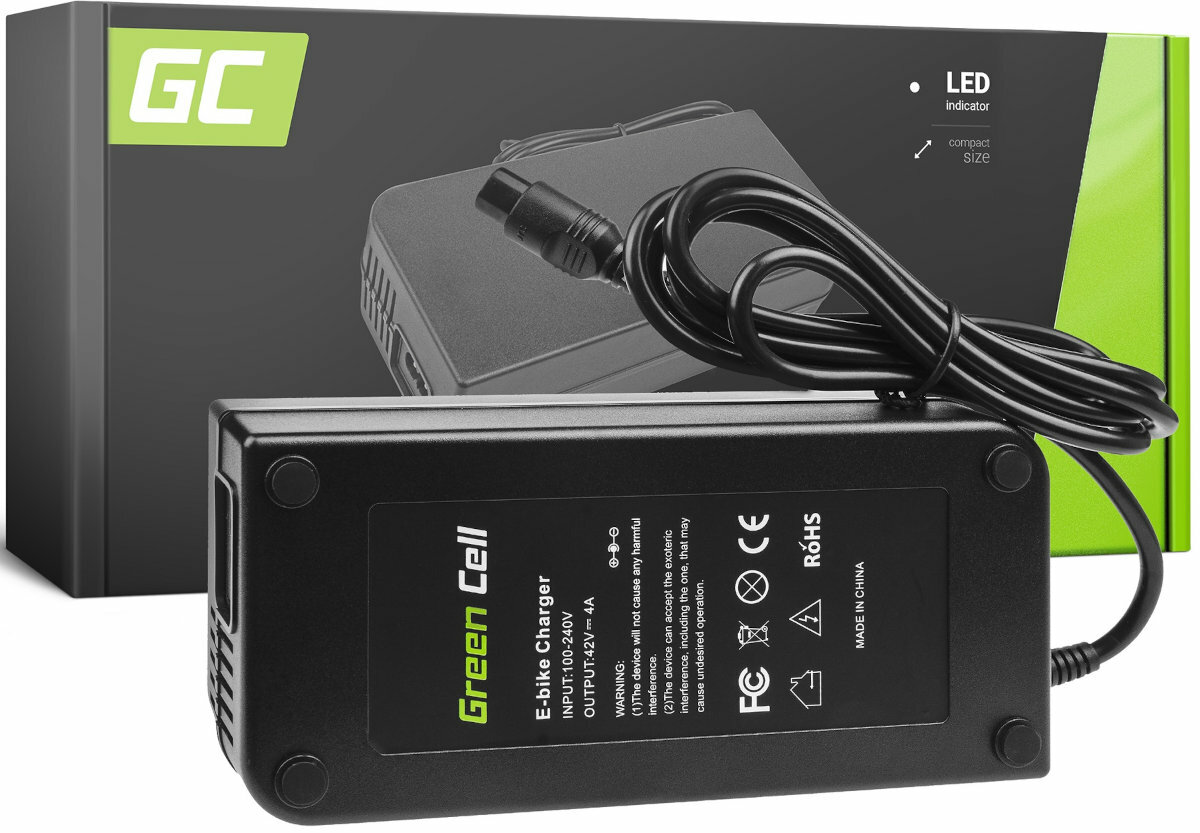 Ładowarka do roweru elektrycznego GREEN CELL ACEBIKE14 42V zawartosc opakowania