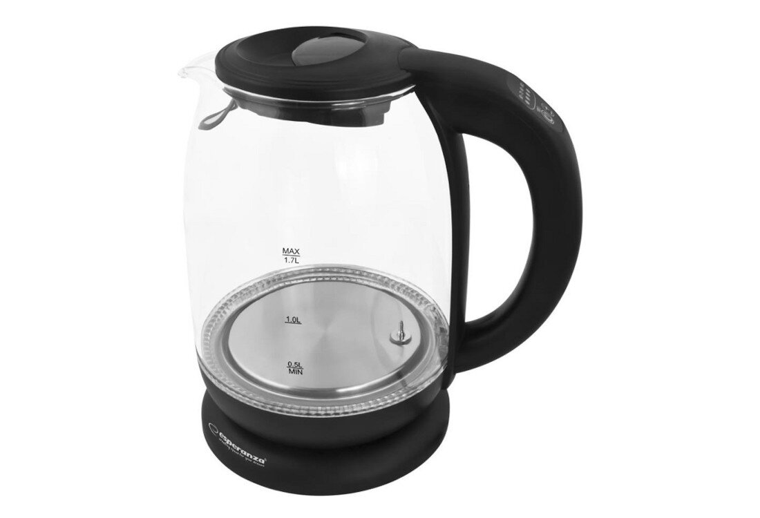 Czajnik ESPERANZA Loire EKK027 Komfort bezprzewodowego użytkowania Bezprzewodowa konstrukcja obrotowa podstawa wykonanie z żaroodpornego szkła Przezroczysta obudowa wysokogatunkowe materiały