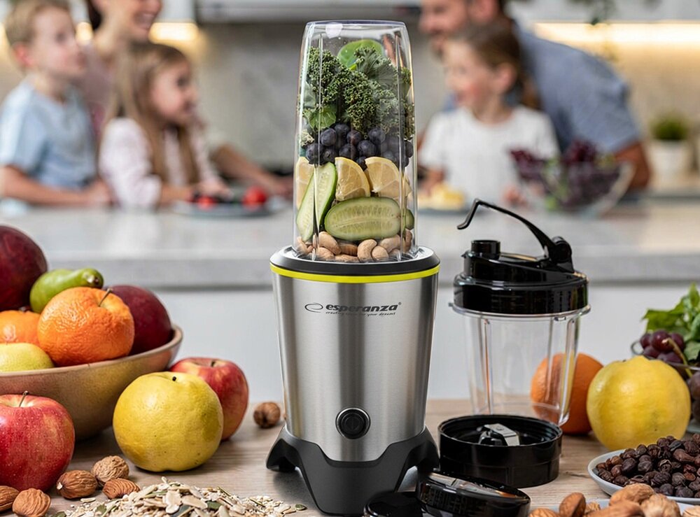 Blender kielichowy ESPERANZA Nutri Master EKM028 Sportowy + 2 bidony w komplecie wysoka moc, pełnia witamin i minetałów, posiłki jak lubisz
