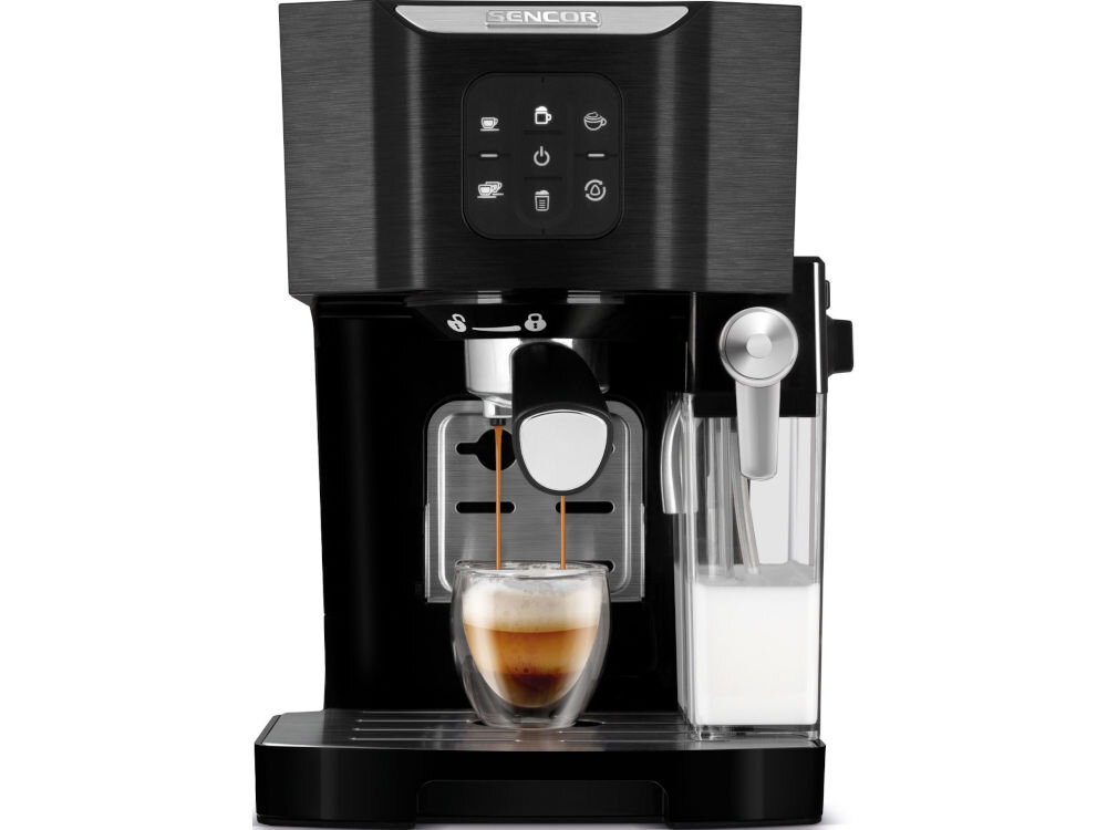 Ekspres SENCOR SES 4040BK gotowe programy różne napoje kawowe espresso podwójne espresso cappucino latte pełna wygoda użytkowania system termoblock utrzymanie idealnej temperatury wody doskonały smak i aromat