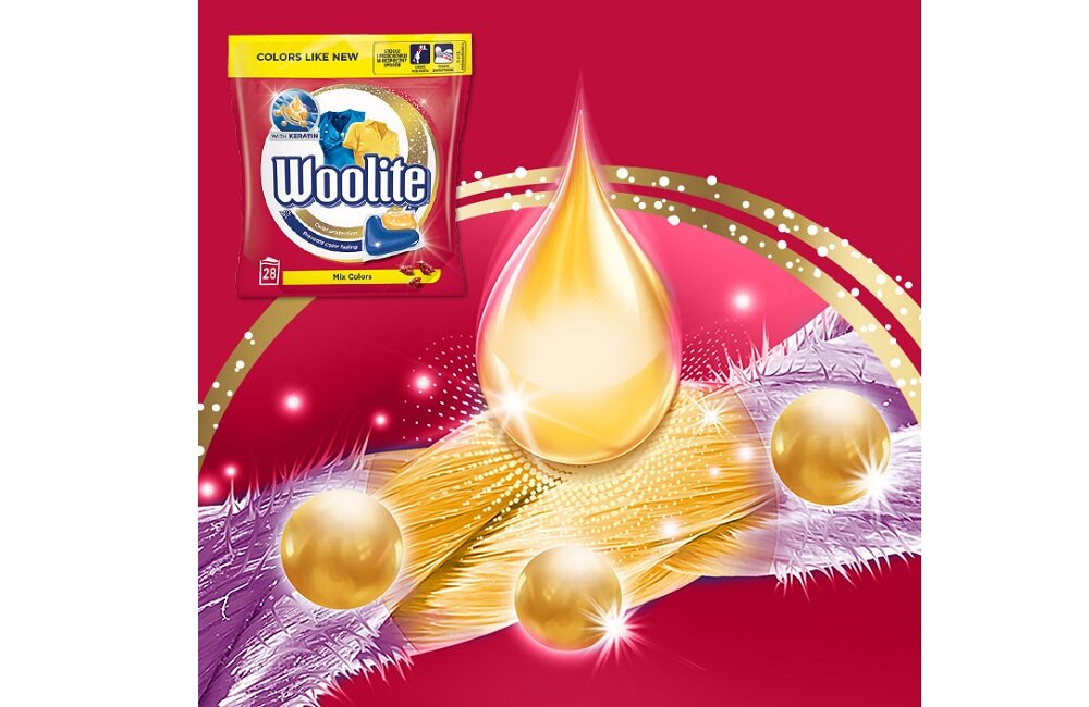 Kapsułki do prania WOOLITE Colour 28 szt Zapomnij o śladach detergentu na ubraniach wygoda użytkowania