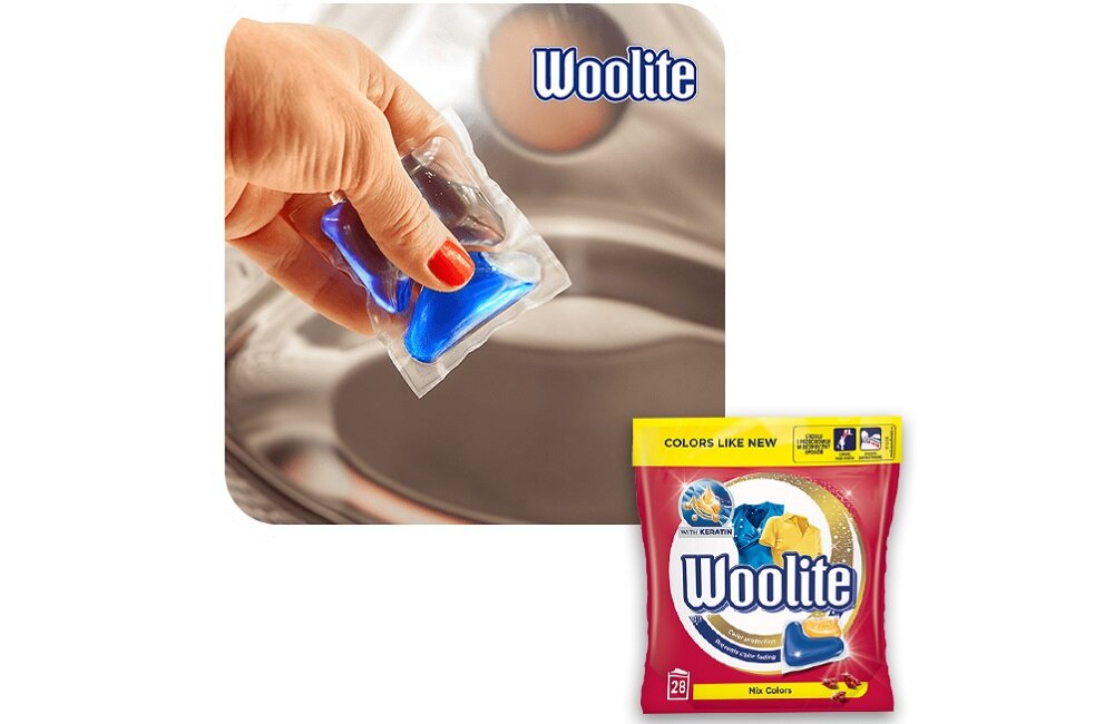 Kapsułki do prania WOOLITE Colour 28 szt do prania wszystkich rodzajów twoich tkanin